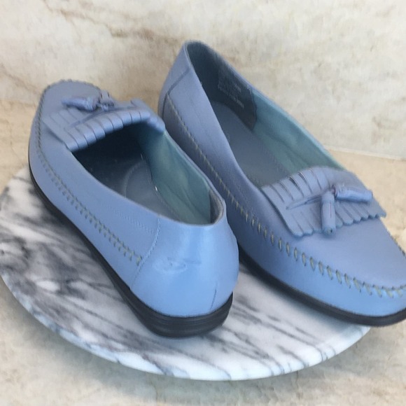 Dr. Scholl's Blue Leather Loafer with Fringe and Tassels Men's Size 11M - Picture 3 of 11